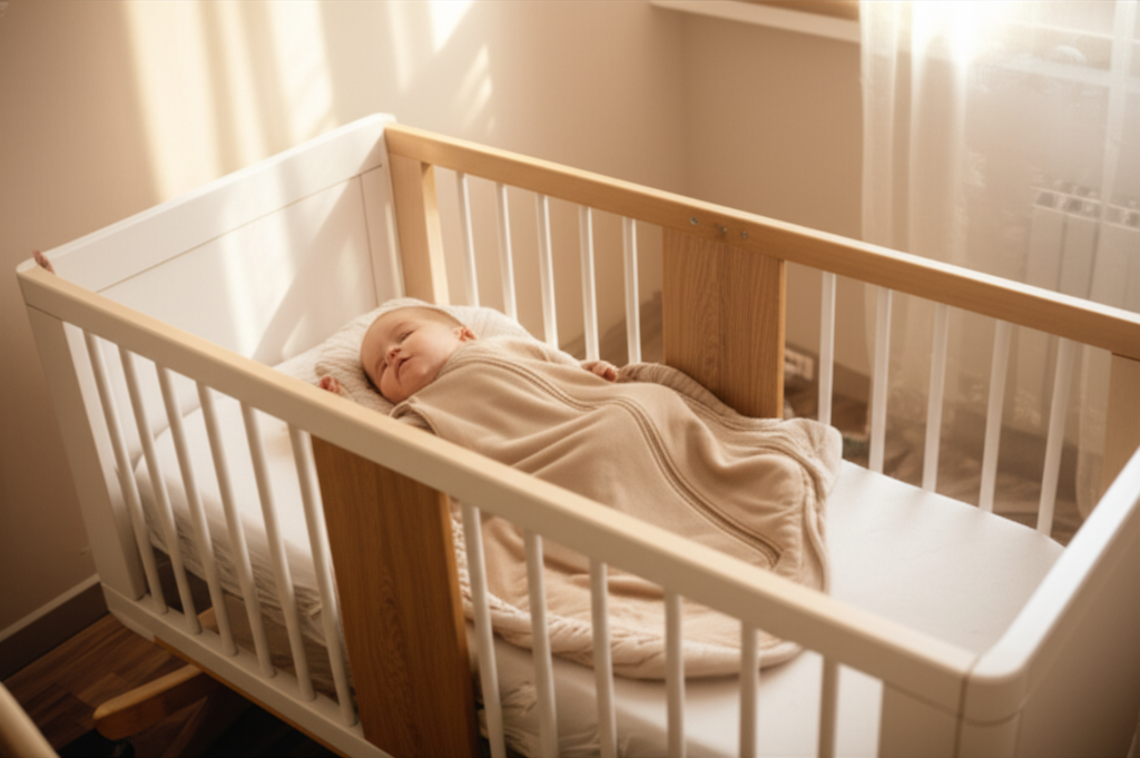 Baby sleeping peacefully in crib